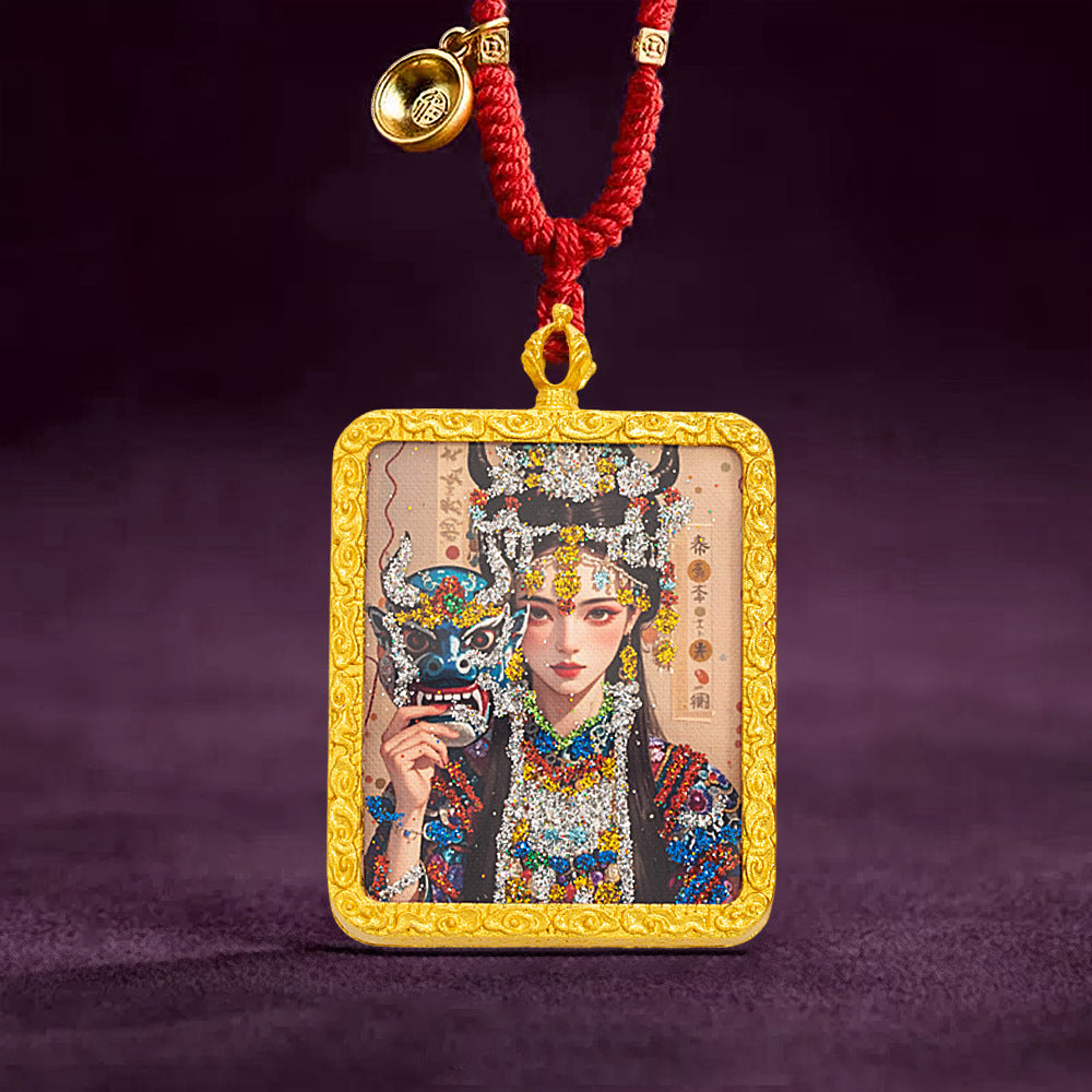 Guardian God Thangka：Tibetan thangka pendant, Zakiram alloy gilded thangka