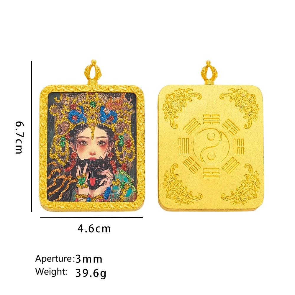 Guardian God Thangka：Tibetan thangka pendant, Zakiram alloy gilded thangka