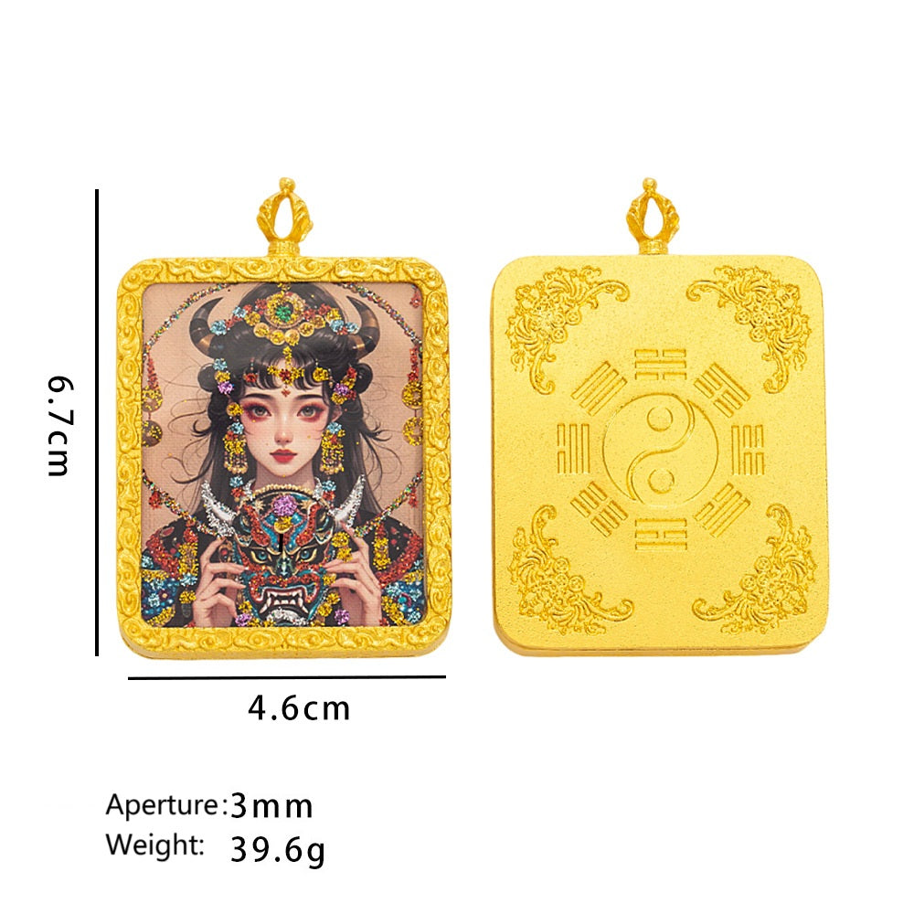 Guardian God Thangka：Tibetan thangka pendant, Zakiram alloy gilded thangka