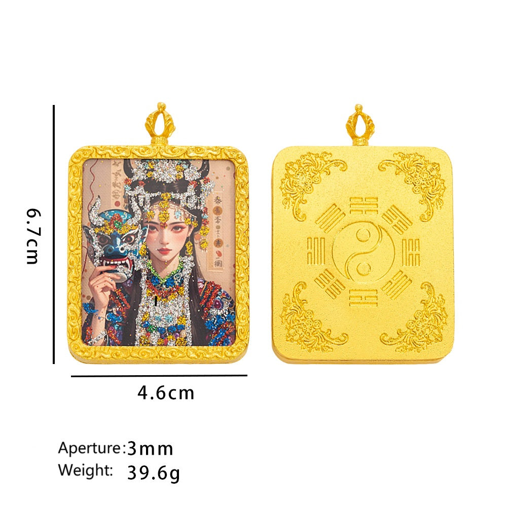 Guardian God Thangka：Tibetan thangka pendant, Zakiram alloy gilded thangka